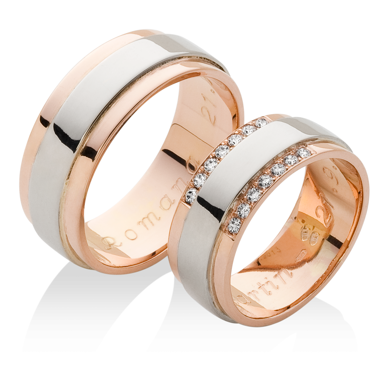 luxusní kombinované snubní prsteny