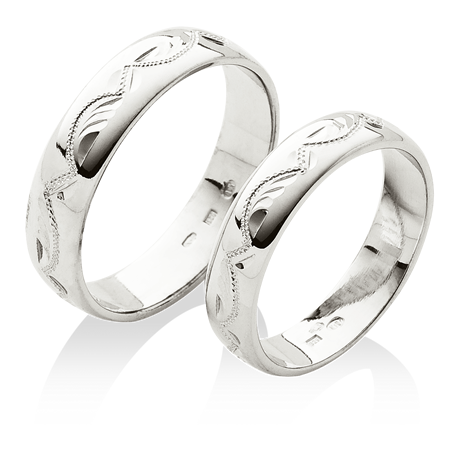 Klasické platinové prsteny s ruční rytinou