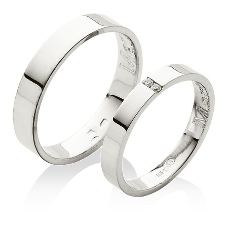 Hladké jednoduché snubní prsteny z platiny