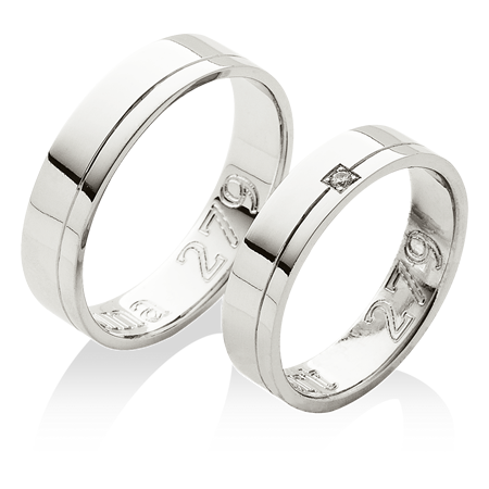 Hladké snubní prsteny s jednou linkou v platině