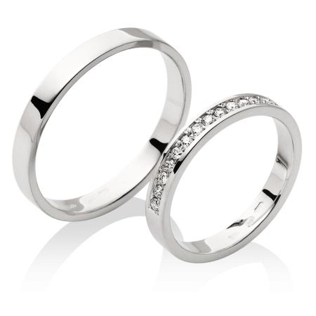 Jemné prsteny s bohatě osázeným dámským prstenem v platině