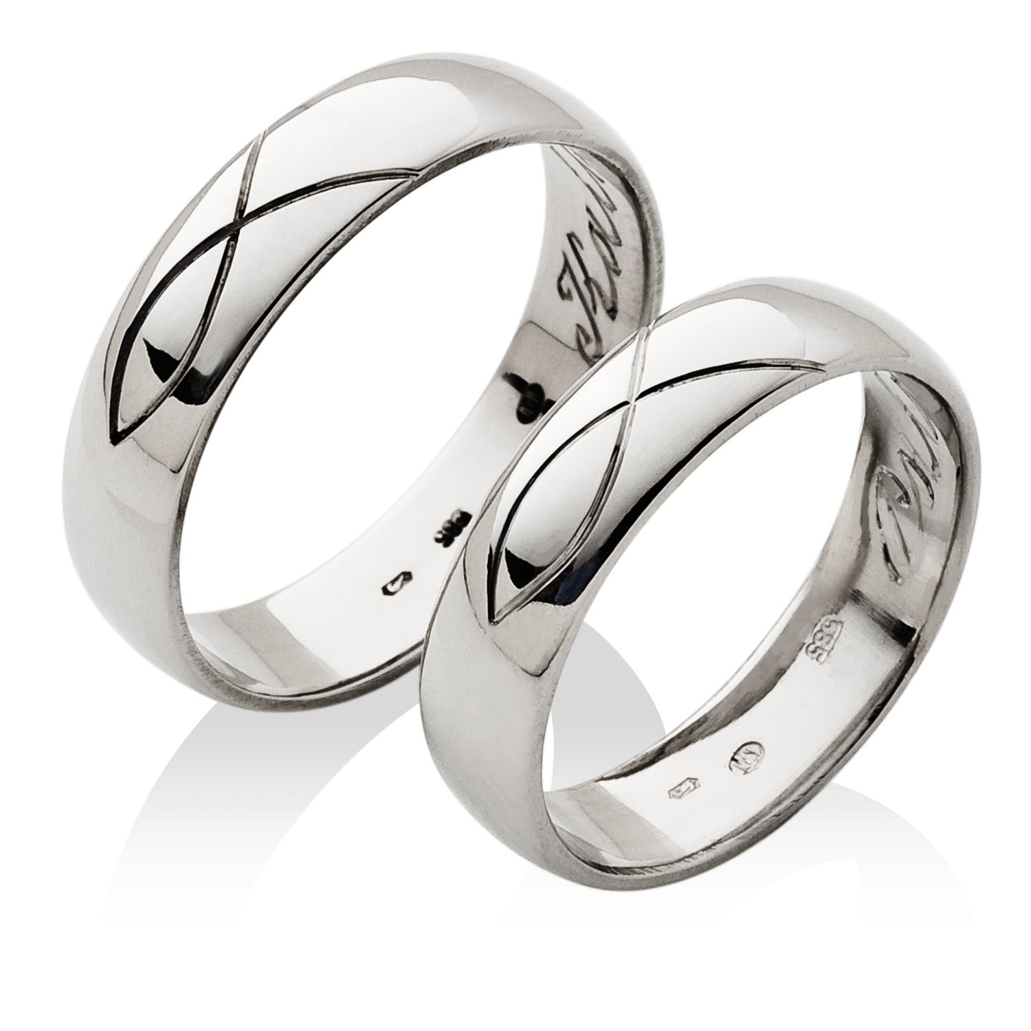 Platinové snubní prsteny se symbolem ICHTHYS