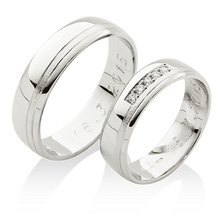 klasické prsteny z platiny s jemným matným proužkem
