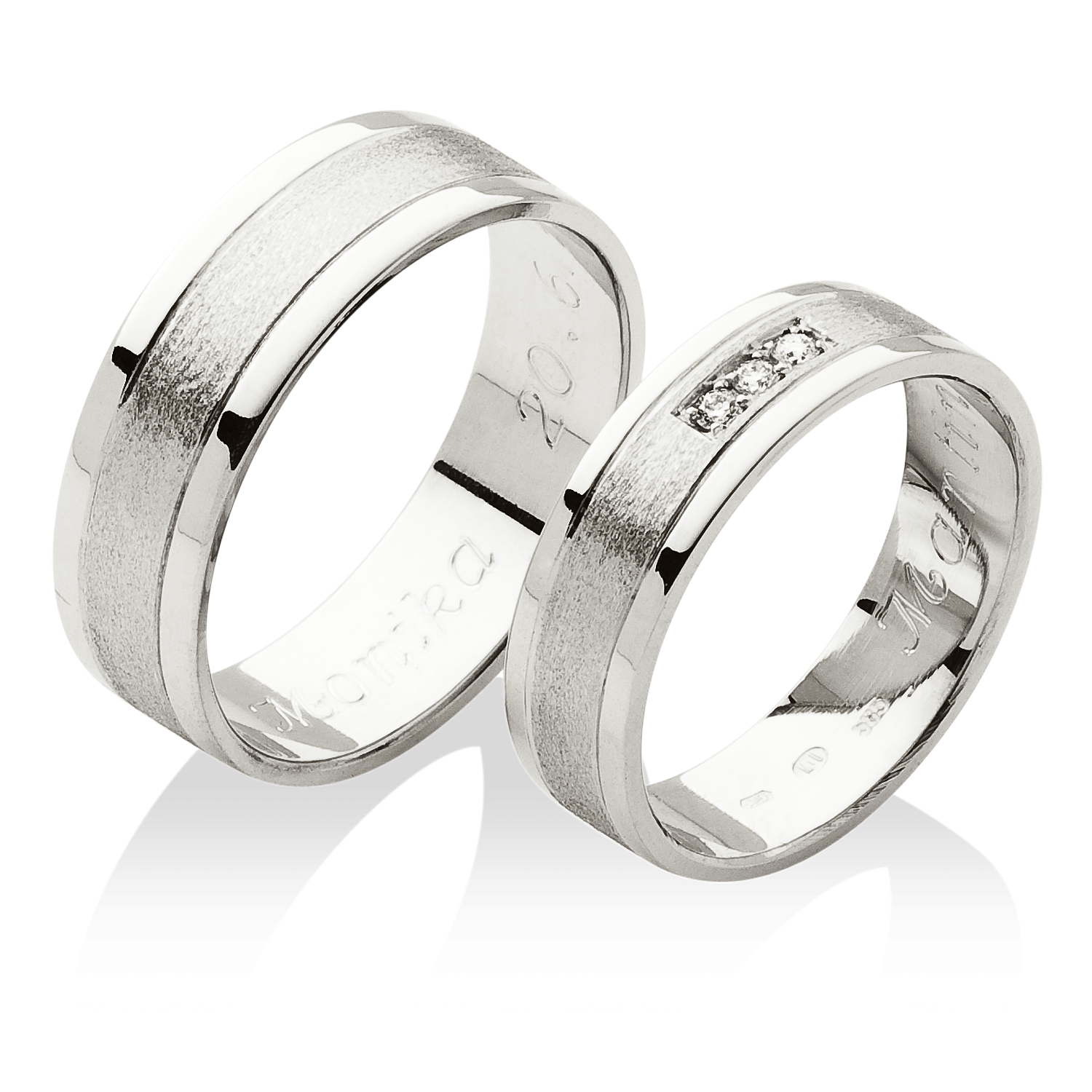 klasické prsteny z platiny s matným pruhem