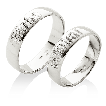 Snubní prsteny v platině s vnější rytinou
