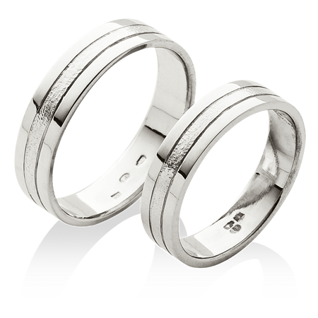 Platinové snubní prsteny s matným proužkem uprostřed