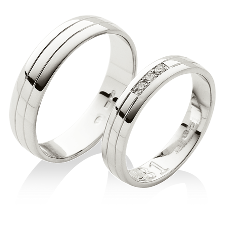 Jednoduché platinové prsteny se dvěma drážkami