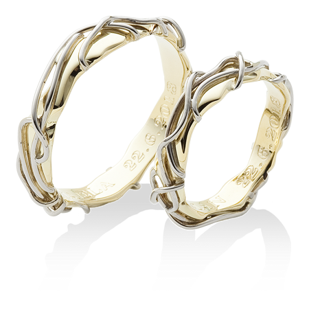 originální snubní prsteny s plastickým motivem