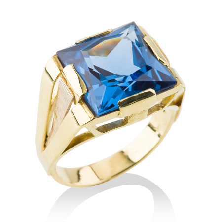 klasický prsten s velikým modrým kamenem