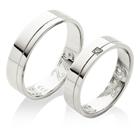 Hladké snubní prsteny s jednou linkou v platině